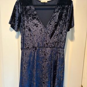 Elegant Velvet Blue Dress